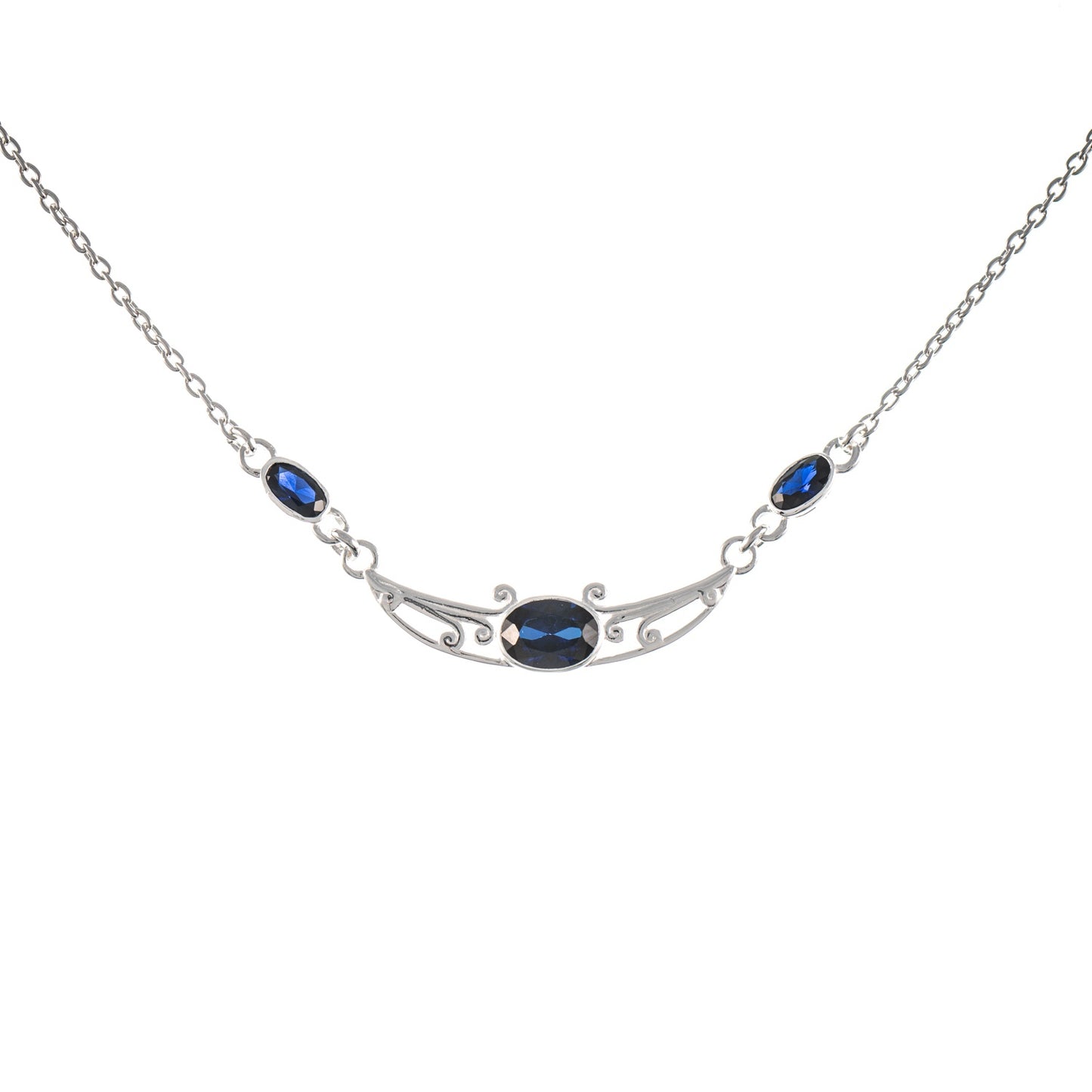 Collier 925 Silber Zirkonia blau