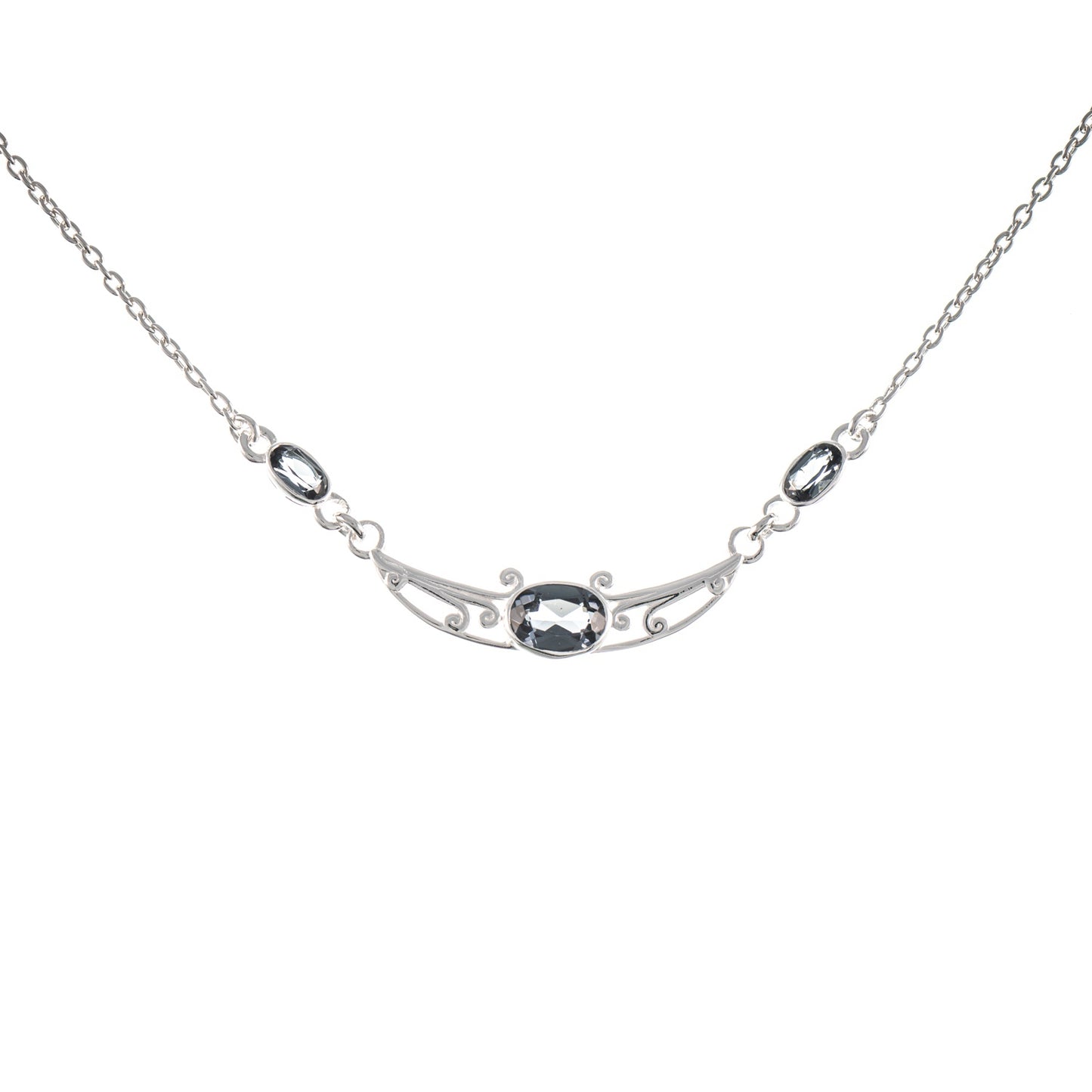 Collier 925 Silber Zirkonia anthrazit