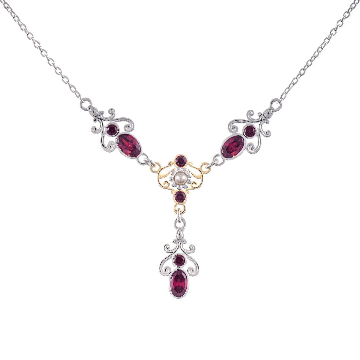 Collier 925 Silber teilvergoldet Zirkonia beere Perle