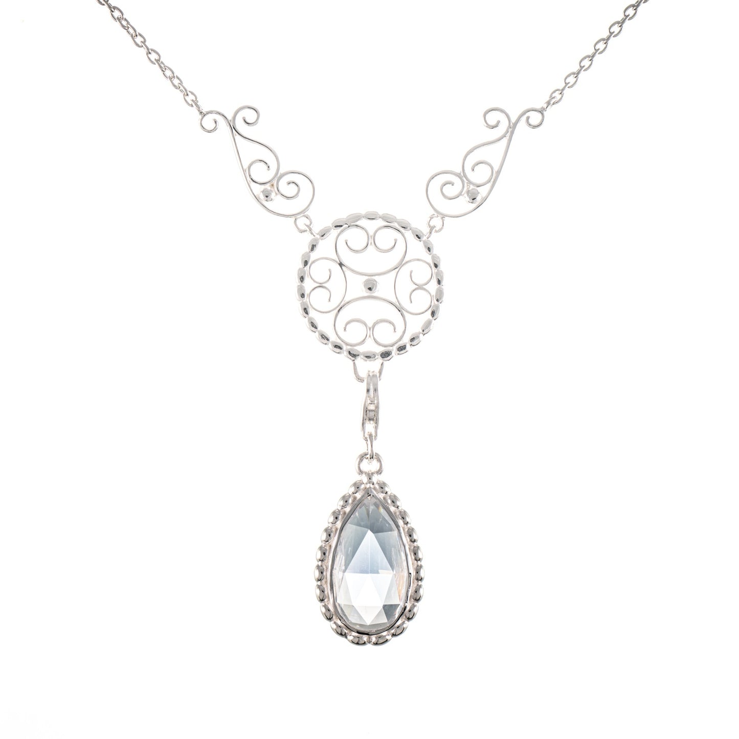 Collier Signature 925 Silber mit wechselbarem Stein weiss