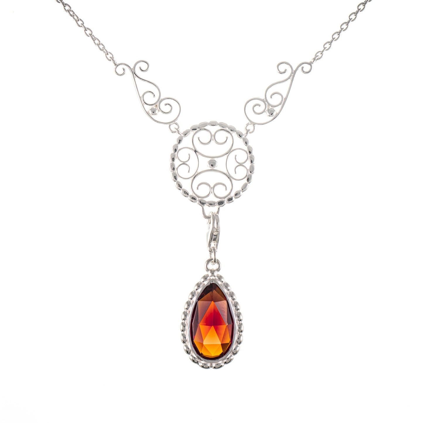 Collier Signature 925 Silber mit wechselbarem Stein rot