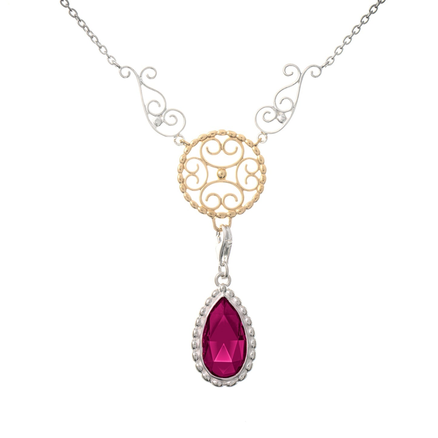 Collier Signature 925 Silber teilvergoldet mit wechselbarem Stein beere