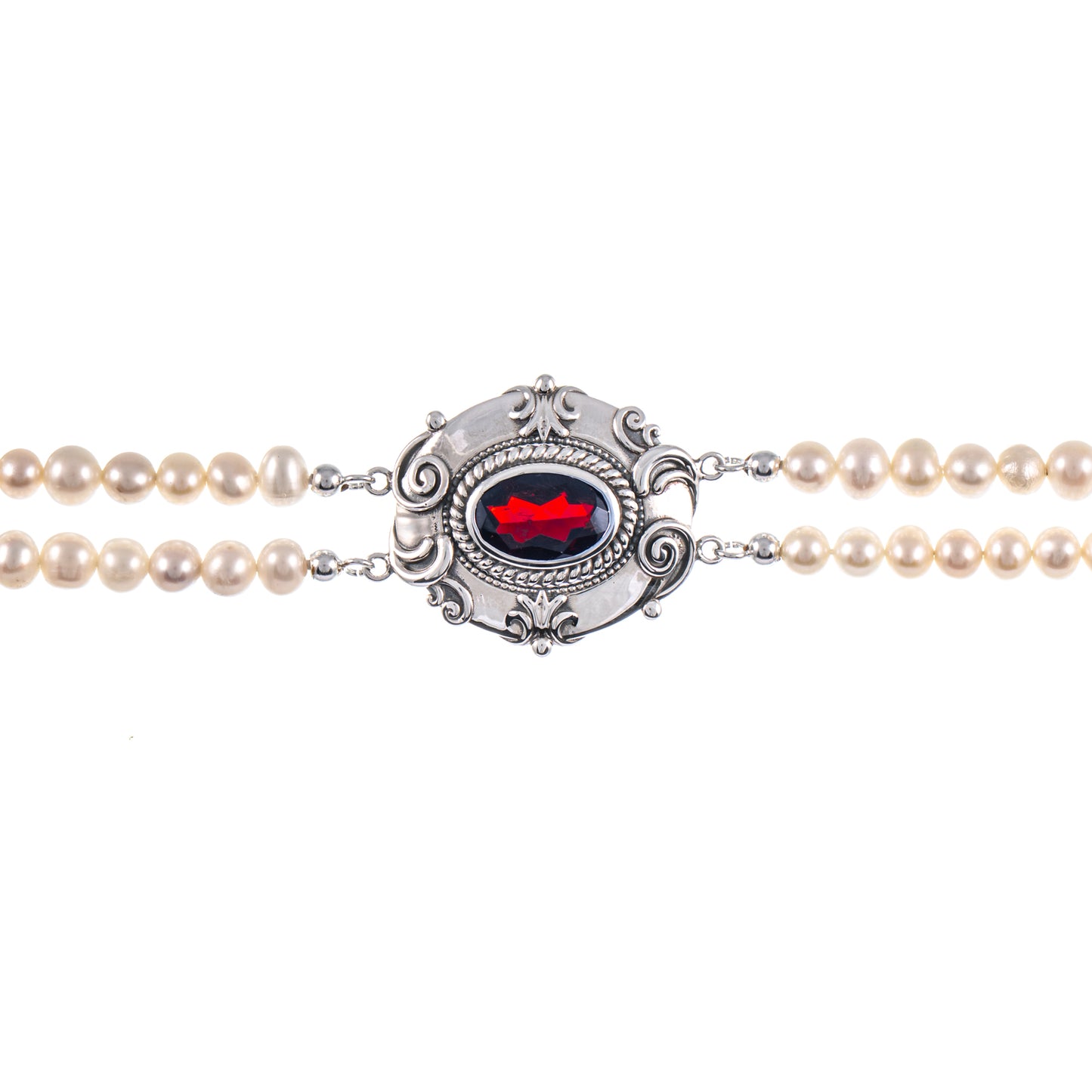 Collier Choker 925 Silber geschwärzt Granat Perle