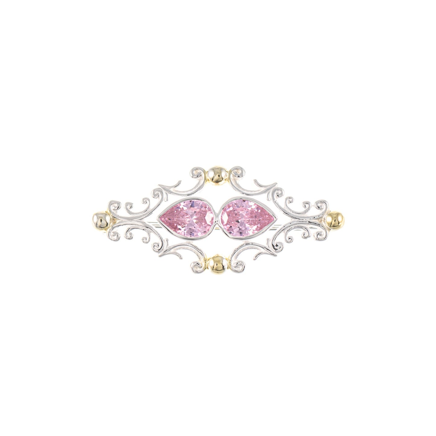 Brosche 925 Silber teilvergoldet Zirkonia rosa