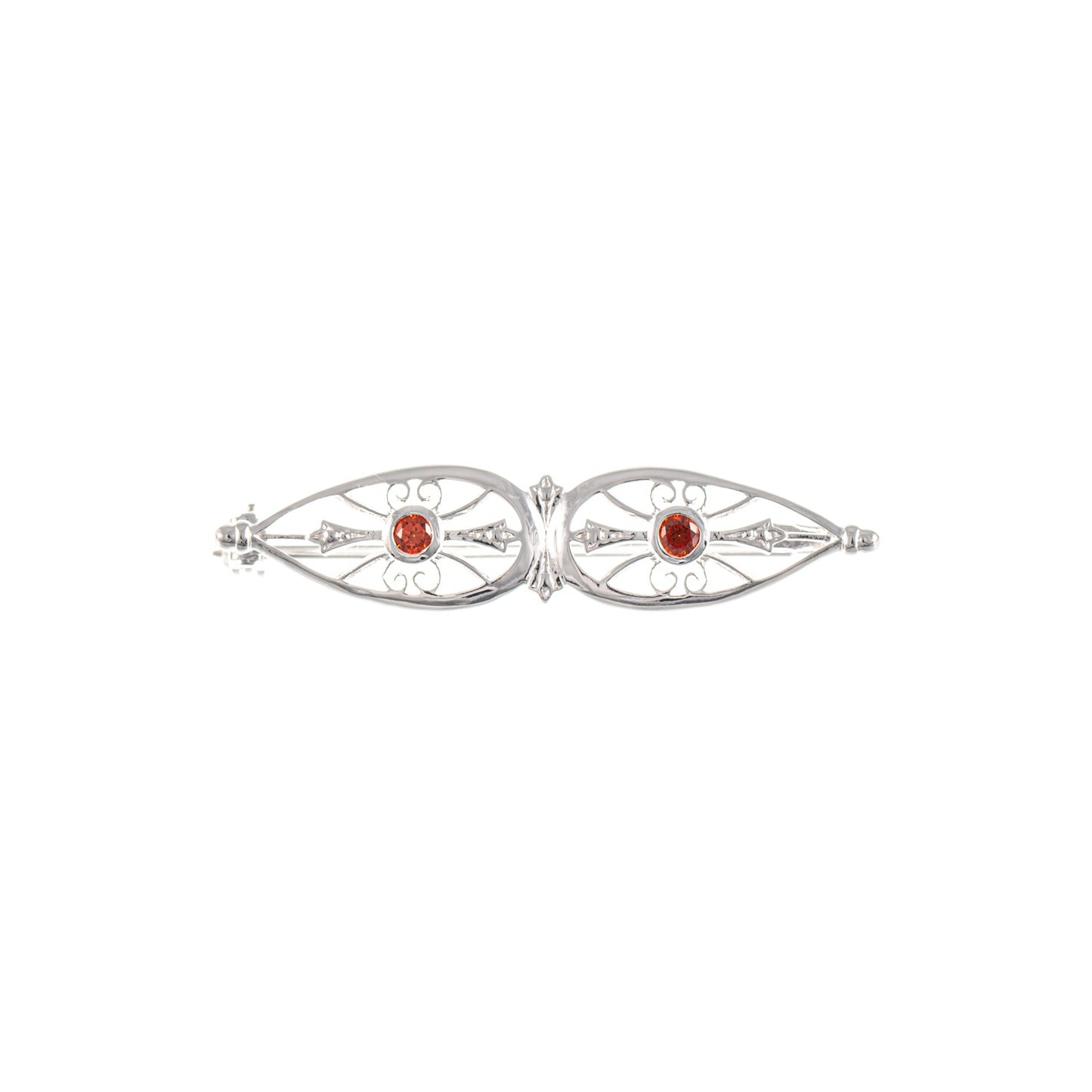 Brosche 925 Silber Zirkonia rot