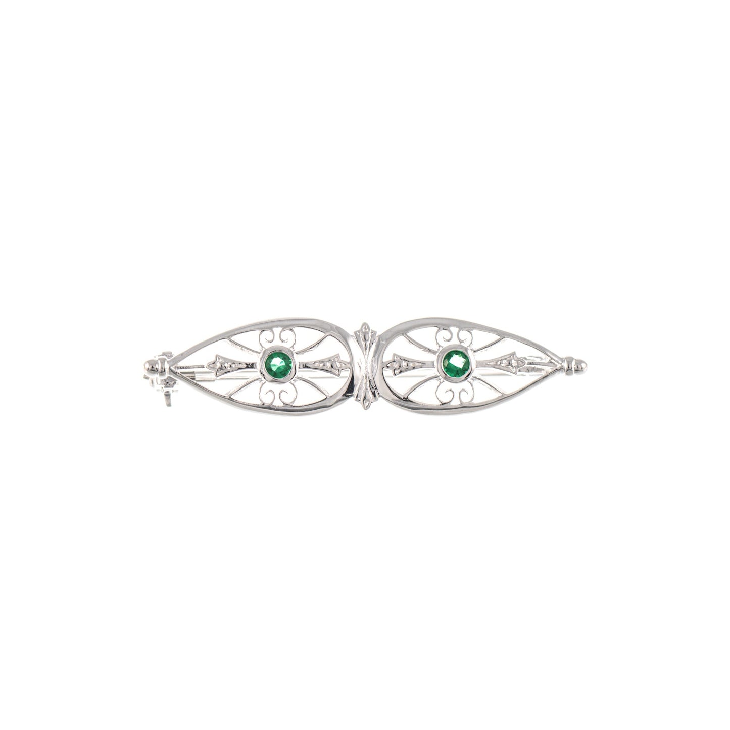 Brosche 925 Silber Zirkonia grün