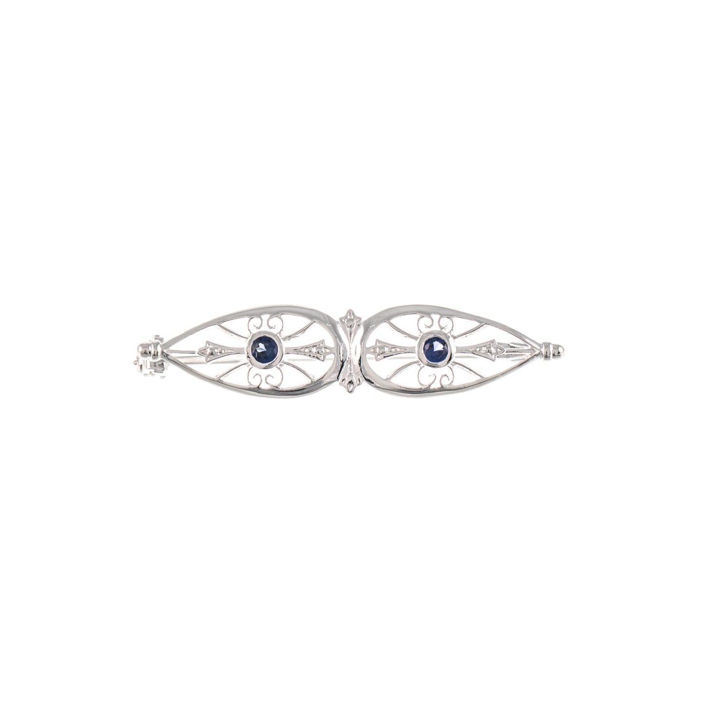 Brosche 925 Silber Zirkonia blau
