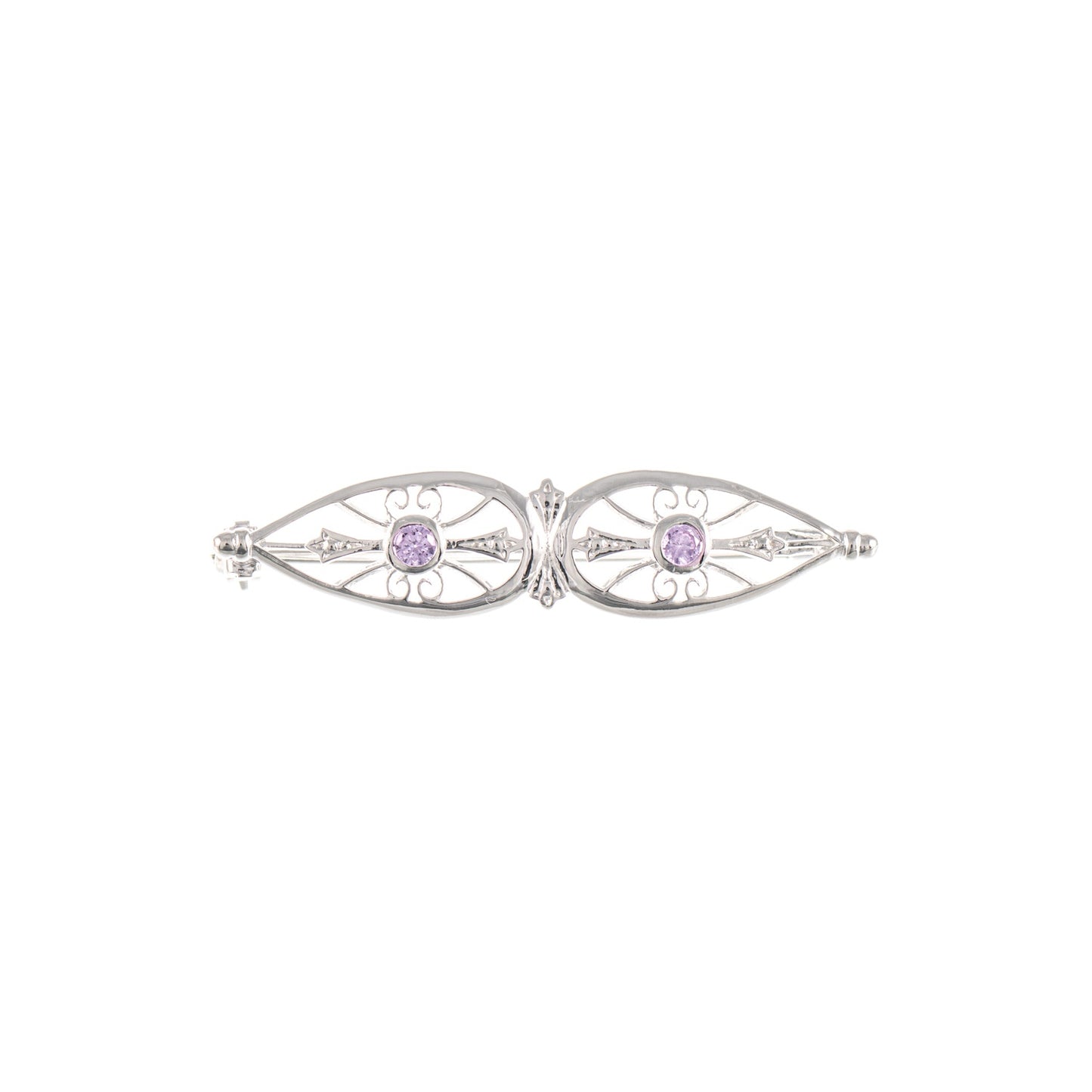 Brosche 925 Silber Zirkonia flieder