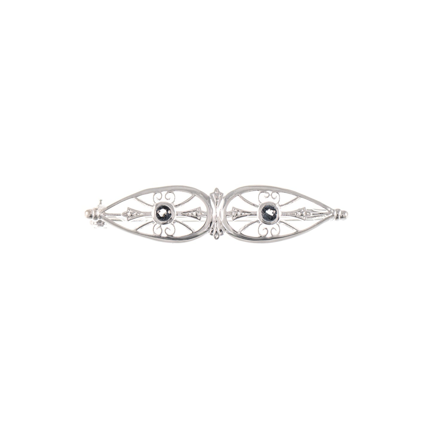Brosche 925 Silber Zirkonia anthrazit