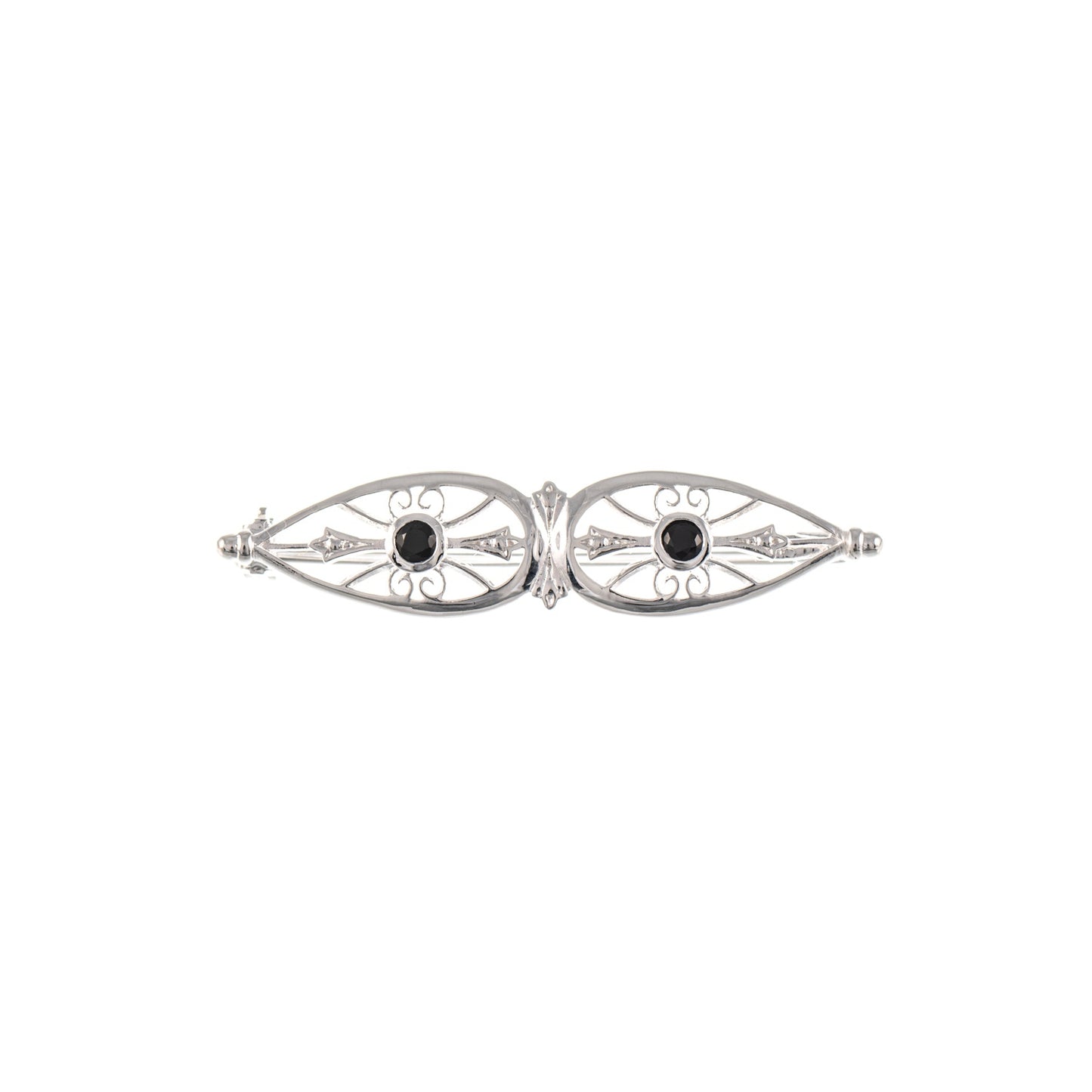 Brosche 925 Silber Zirkonia schwarz