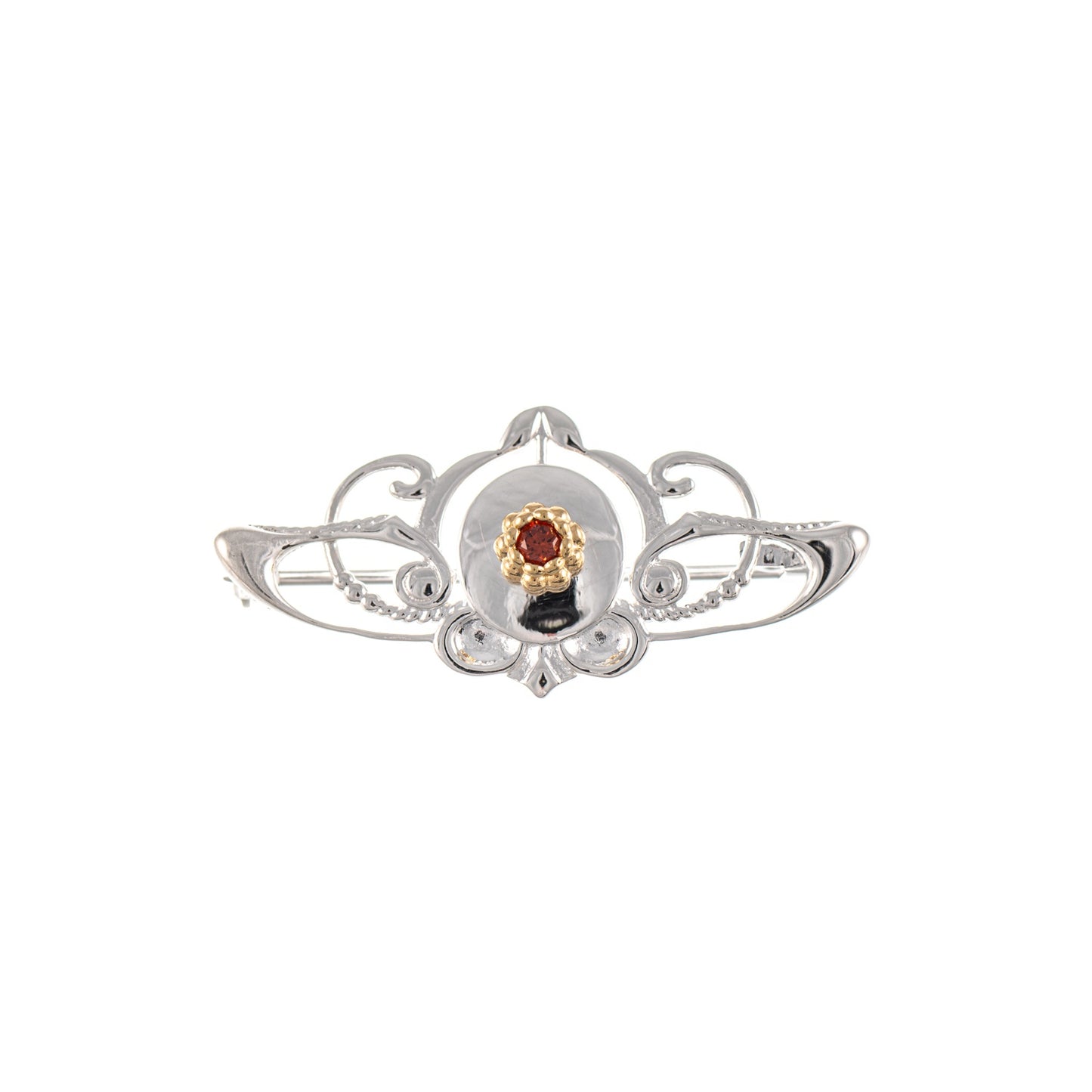 Brosche 925 Silber teilvergoldet Perle