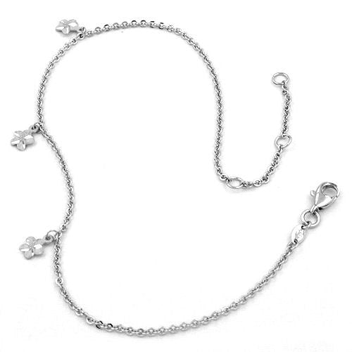 Fußkette Anker mit Blumen Silber 925