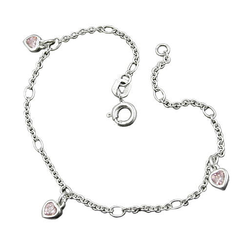 Armband Herz Zirkonia pink Silber 925