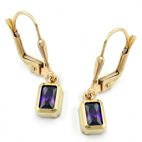 Ohrringe Brisur synthetischer Amethyst Gold 375