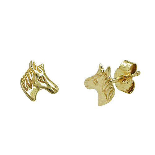 Ohrstecker Pferdekopf ca. 7mm glänzend Gold 375