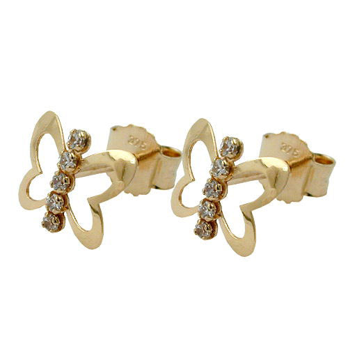 Ohrstecker Schmetterling Zirkonia Gold 375