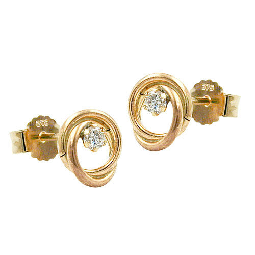 Ohrstecker Zirkonia 2 Kreise Gold 375