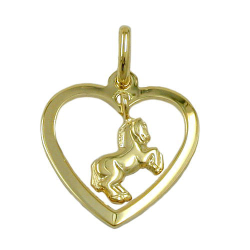 Anhänger Herz mit Pferd Gold 375