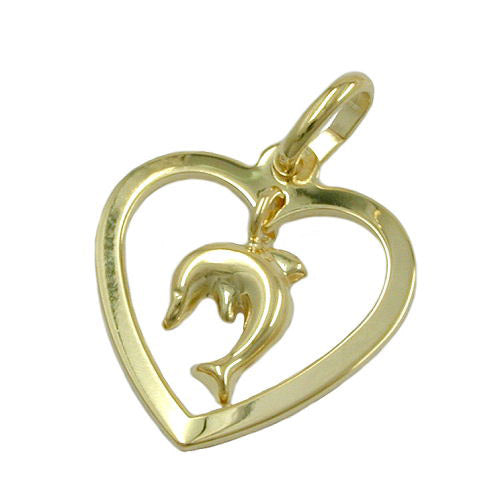 Anhänger Herz mit Delfin Gold 375