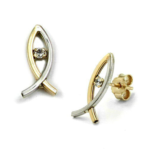 Ohrstecker JesusZeichen bicolor Gold 375