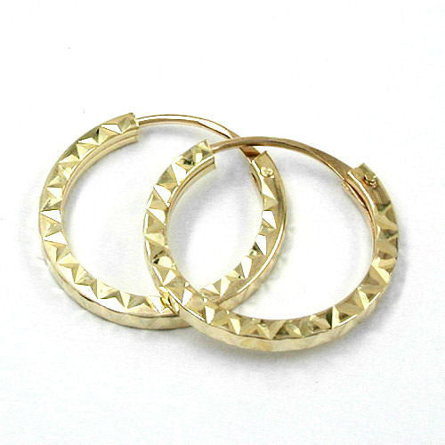 Creolen 15mm Vierkant diamantiert 9Kt