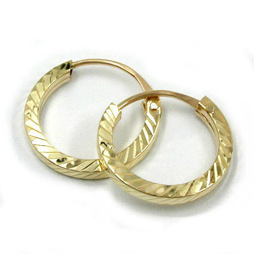 Creolen 13mm Vierkant diamantiert 9Kt
