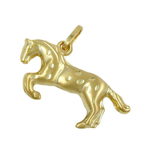 Anhänger Pferd matt-diamantiert Gold 375