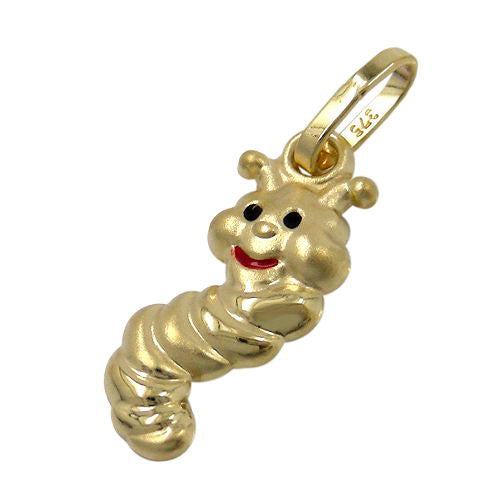 Anhänger Wurm matt glänzend Gold 375