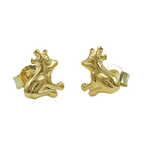 Ohrstecker Frosch glänzend Gold 375