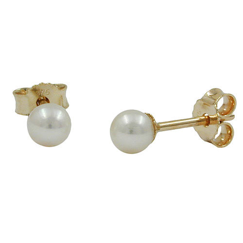 Ohrstecker 3mm Zuchtperle Gold 375