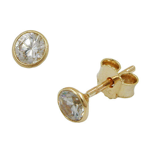 Ohrstecker 4mm Zirkonia gefasst Gold 375