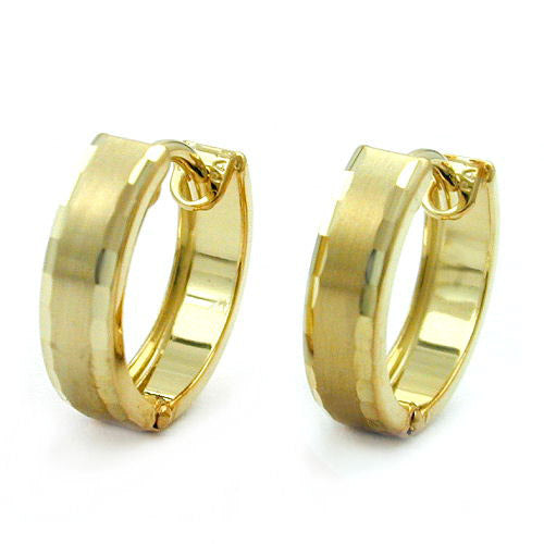Creolen 12mm matt diamantiert Gold 375