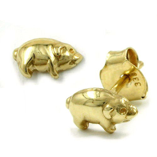 Ohrstecker Schweinchen glänzend Gold 333