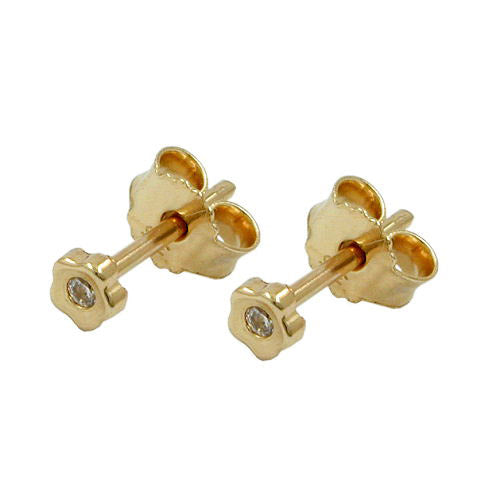 Ohrstecker kleine Blume Zirkonia Gold 375