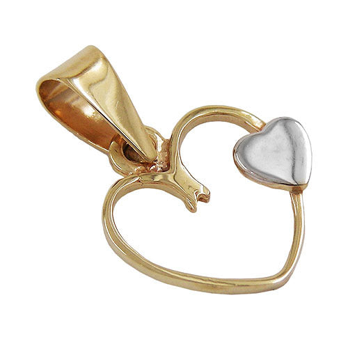 Anhänger Herz 2x bicolor Gold 375