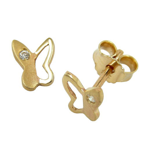 Ohrstecker Schmetterling Zirkonia Gold 375