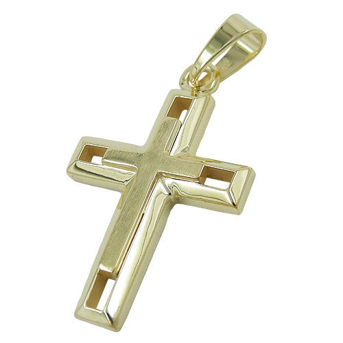 Anhänger schweres Doppelkreuz Gold 375