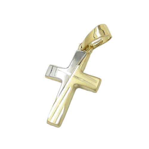 Anhänger Kreuz bicolor Gold 585