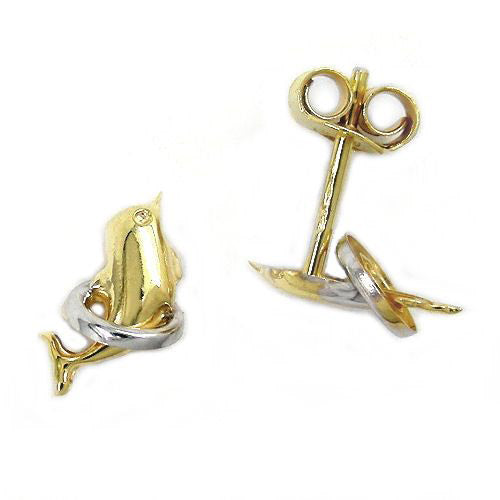 Ohrstecker Delfin im Ring Gold 375