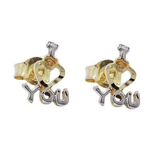 Ohrstecker I LOVE YOU bicolor Gold 375