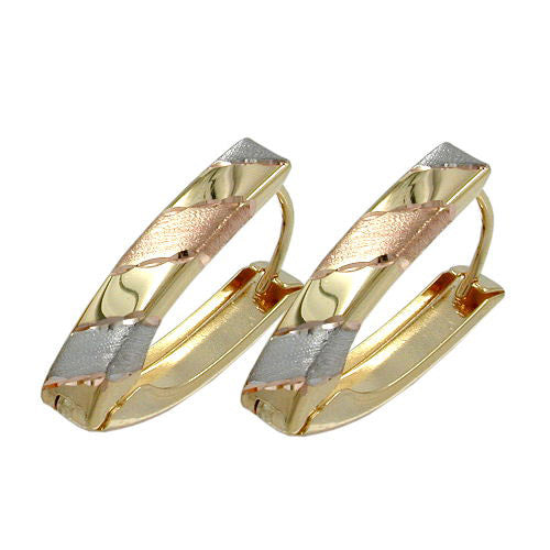 Creolen tricolor diamantiert Gold 375