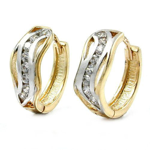 Creolen bicolor mit Zirkonia Gold 375