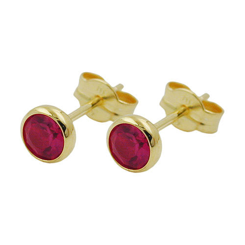 Ohrstecker synthet. Rubin 4mm Gold 333