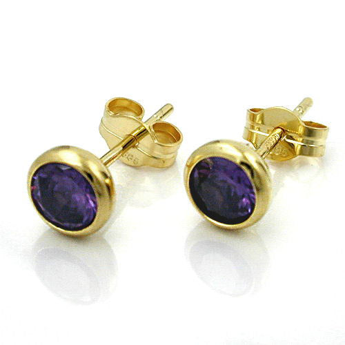 Ohrstecker 5mm Zirkonia amethyst-gefärbt Gold 585