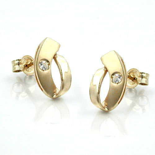 Ohrstecker matt-glänzend Zirkonia Gold 375