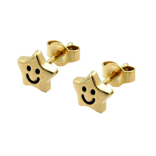 Ohrstecker Stern mit Gesicht Gold 375