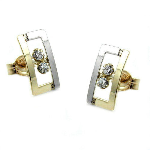 Ohrstecker bicolor Zirkonia Gold 375
