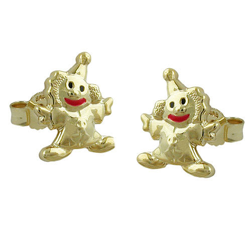 Ohrstecker Clown Mund-rot Gold 375