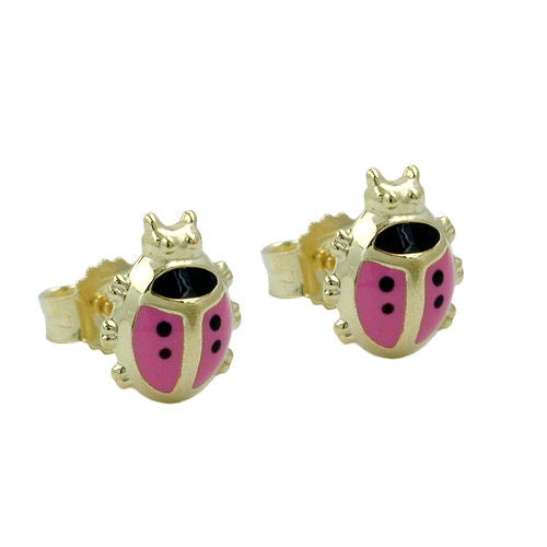 Ohrstecker Marienkäfer rosa Gold 375