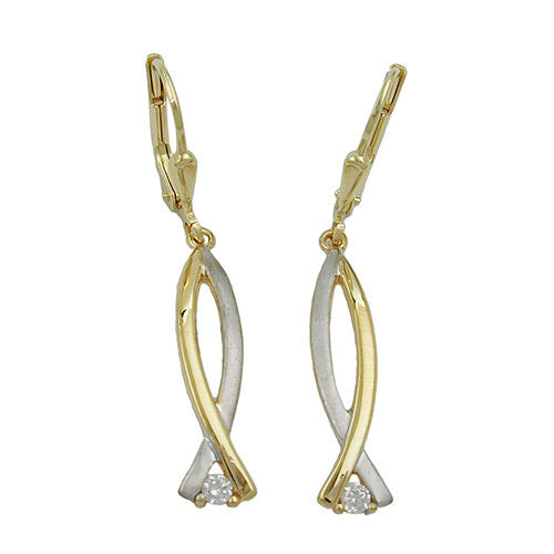 Ohrringe Brisur bicolor mit Zirkonia Gold 375